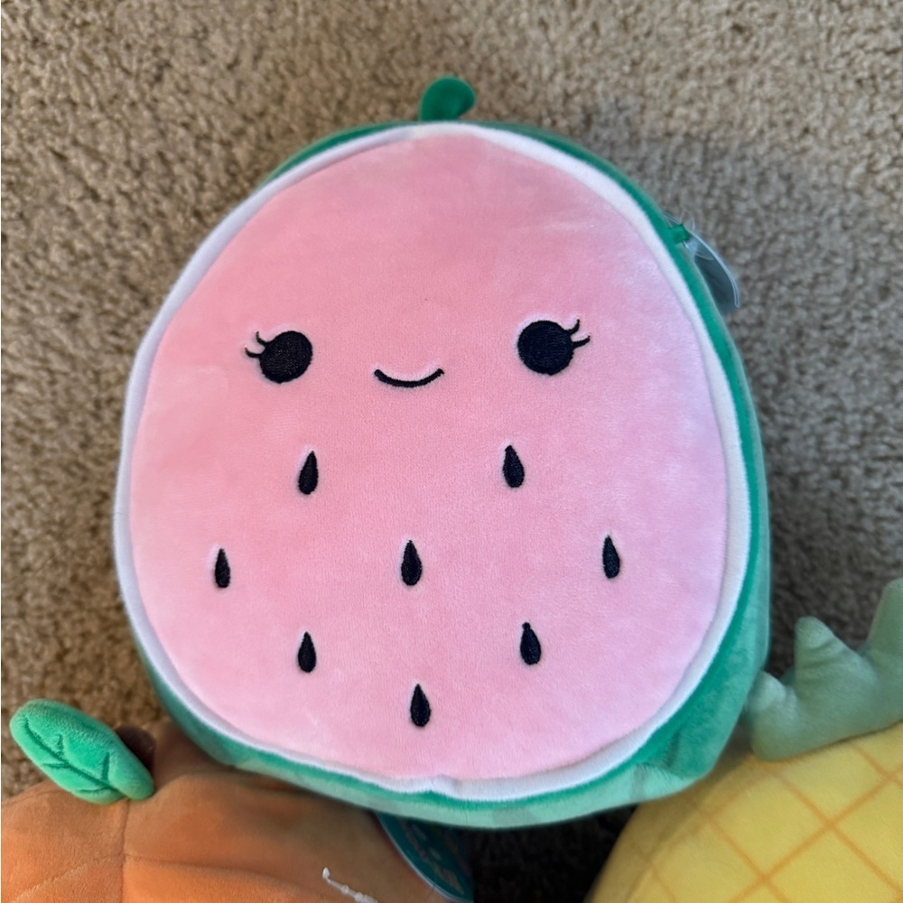 Squishmallows Pink Green Yellow Fruit Trio Plush Set - Picture 3 of 5